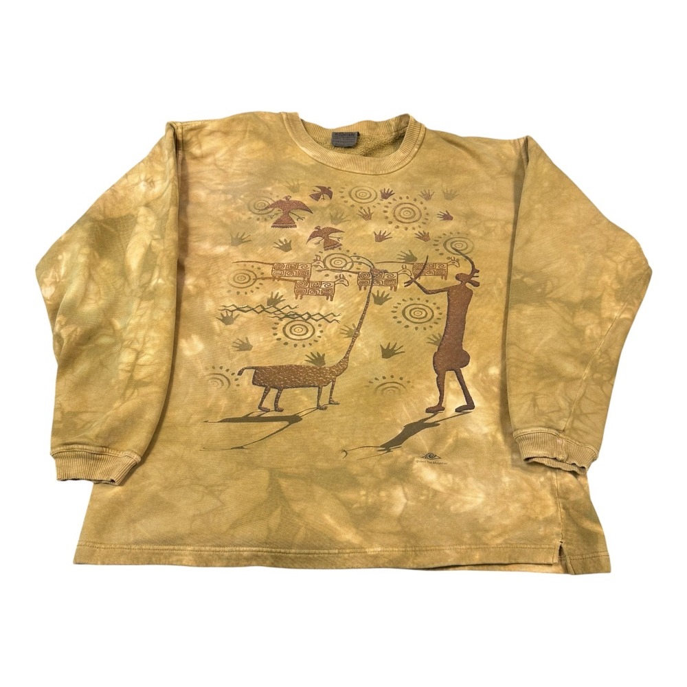 Vintage‎ 1997 The Mountain Indian Cave Drawing Sweatshirt Men's XL Cotton